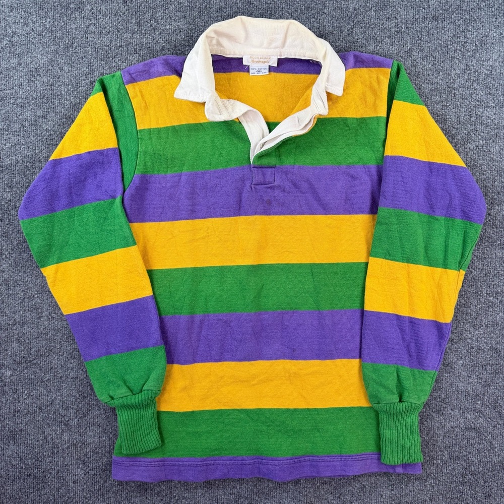 Vintage 70s Brooks Brothers Rugby Shirt Mens M Striped Ivy Preppy Made in USA